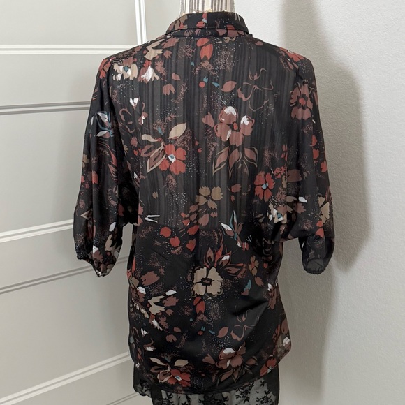 80s Vintage Semi-Sheer Floral Blouse – The Branch / Joshua Tree – Sz M - Picture 2 of 5